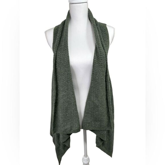 Saks Fifth Avenue Threads Army Green Open Front Cardigan Sweater Wool Blend Sz S - Picture 1 of 7